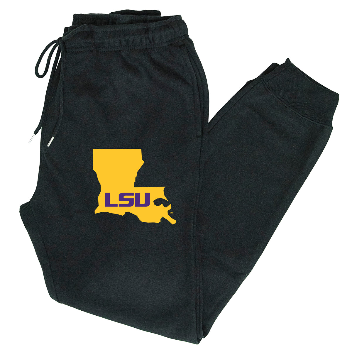 LSU Tigers Premium Fleece Joggers - Gold Ink State Shape