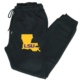 LSU Tigers Premium Fleece Joggers - Gold Ink State Shape