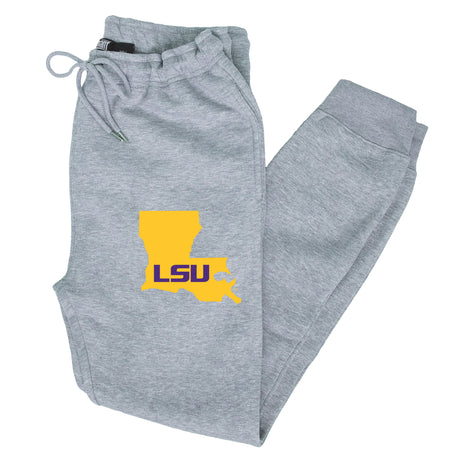 LSU Tigers Premium Fleece Joggers - Gold Ink State Shape