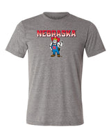 Nebraska Huskers Premium Tri-Blend Tee Shirt - Full Color Nebraska Fade with Herbie Husker