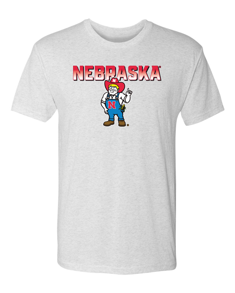 Nebraska Huskers Premium Tri-Blend Tee Shirt - Full Color Nebraska Fade with Herbie Husker