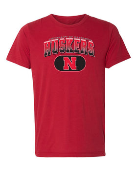 Nebraska Huskers Premium Tri-Blend Tee Shirt - Full Color Huskers Fade with Block N