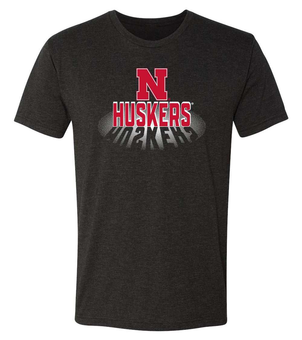 Nebraska Huskers Premium Tri-Blend Tee Shirt - 3D Huskers Spotlight Shadow