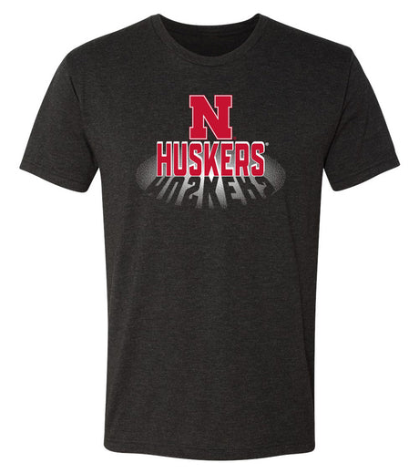 Nebraska Huskers Premium Tri-Blend Tee Shirt - 3D Huskers Spotlight Shadow