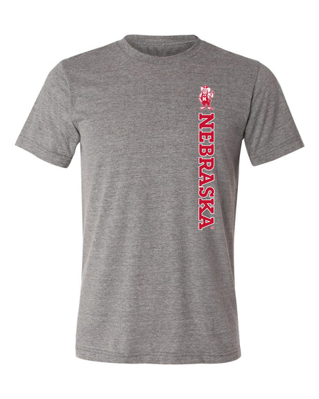 Nebraska Huskers Premium Tri-Blend Tee Shirt - Vertical Nebraska Herbie Husker