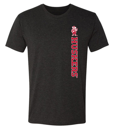 Nebraska Huskers Premium Tri-Blend Tee Shirt - Vertical Huskers Herbie Husker