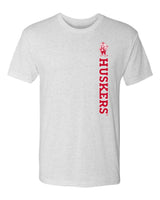 Nebraska Huskers Premium Tri-Blend Tee Shirt - Vertical Huskers Herbie Husker