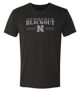 Nebraska Huskers Premium Tri-Blend Tee Shirt - Nebraska Blackout Block N