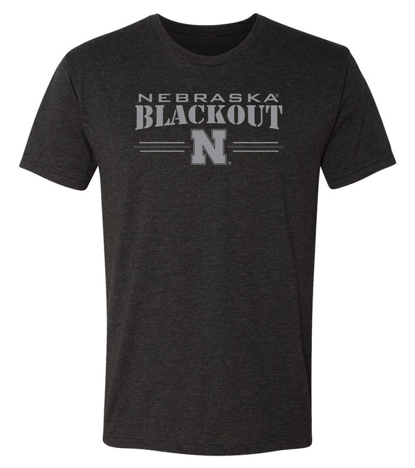Nebraska Huskers Premium Tri-Blend Tee Shirt - Nebraska Blackout Block N