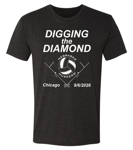 Nebraska Huskers Premium Tri-Blend Tee Shirt - Nebraska Volleyball Digging the Diamond
