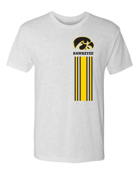 Iowa Hawkeyes Premium Tri-Blend Tee Shirt - Vert Stripe with Tigerhawk