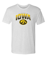Iowa Hawkeyes Premium Tri-Blend Tee Shirt - Full Color IOWA Fade Tigerhawk Oval