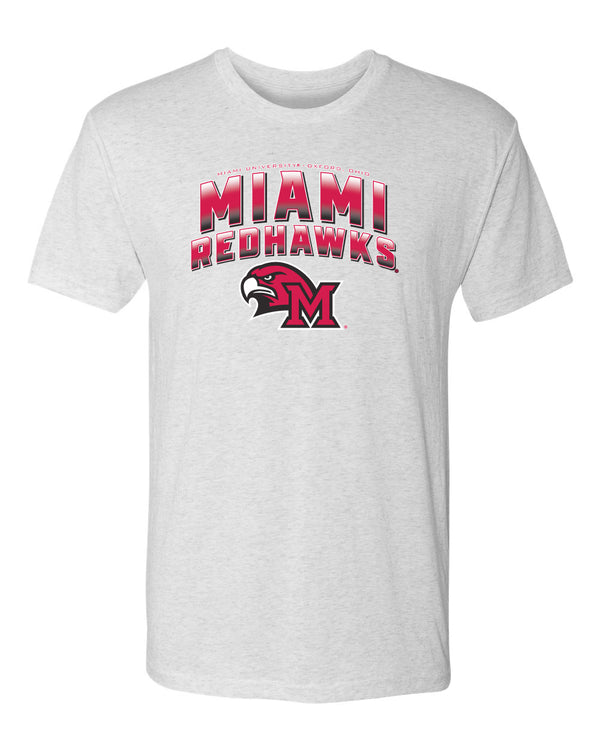 Miami University RedHawks Premium Tri-Blend Tee Shirt - Miami RedHawks Full Color Fade Hawk M Logo