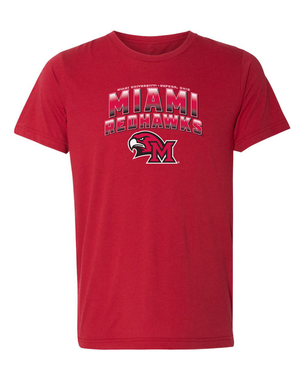 Miami University RedHawks Premium Tri-Blend Tee Shirt - Miami RedHawks Full Color Fade Hawk M Logo