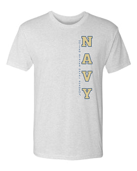 Navy Midshipmen Premium Tri-Blend Tee Shirt - USNA Vertical Navy