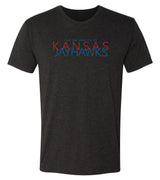 Kansas Jayhawks Premium Tri-Blend Tee Shirt - Overlapping University of Kansas Jayhawks