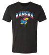 Kansas Jayhawks Premium Tri-Blend Tee Shirt - Full Color Fade Kansas Logo