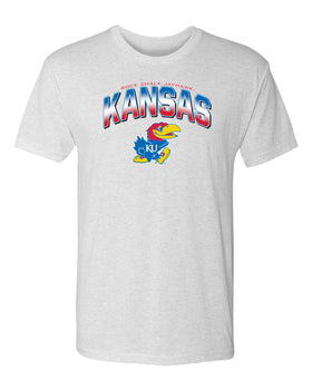 Kansas Jayhawks Premium Tri-Blend Tee Shirt - Full Color Fade Kansas Logo