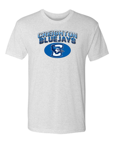 Creighton Bluejays Premium Tri-Blend Tee Shirt - Full Color Fade Primary Logo Oval