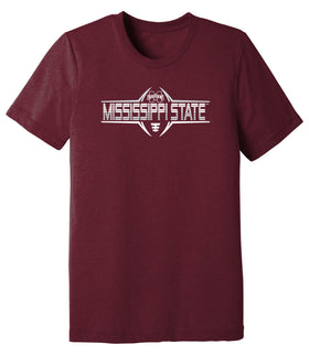 Mississippi State Bulldogs Premium Tri-Blend Tee Shirt - Bulldogs Football Striped Laces