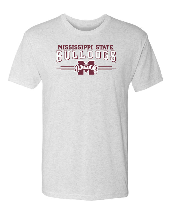 Mississippi State Bulldogs Premium Tri-Blend Tee Shirt - MSU Bulldogs 3-Stripe