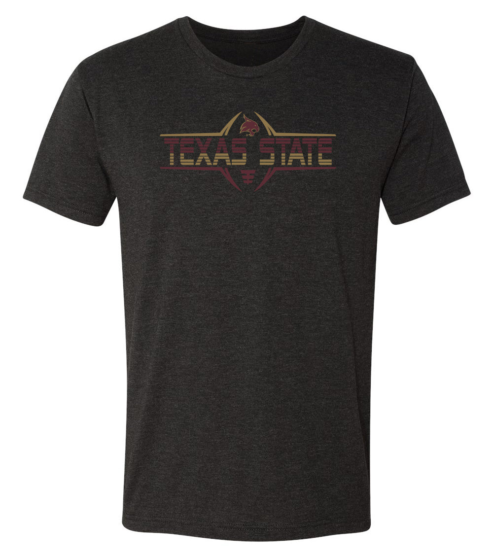 Texas State Bobcats Premium Tri-Blend Tee Shirt - Striped Texas State Football Laces