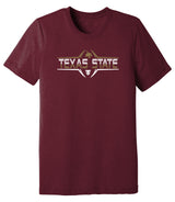 Texas State Bobcats Premium Tri-Blend Tee Shirt - Striped Texas State Football Laces