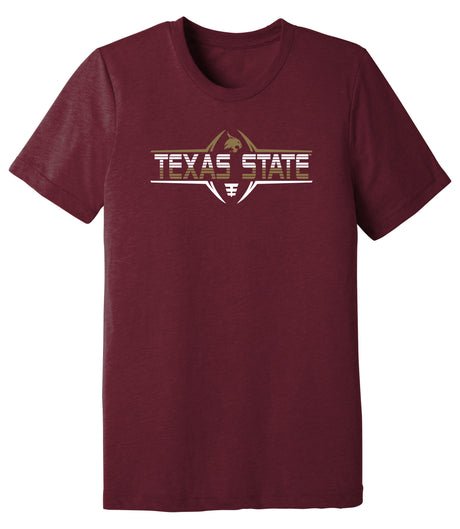 Texas State Bobcats Premium Tri-Blend Tee Shirt - Striped Texas State Football Laces