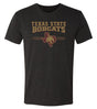 Texas State Bobcats Premium Tri-Blend Tee Shirt - 3 Stripe State Outline Logo