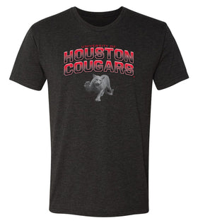 Houston Cougars Premium Tri-Blend Tee Shirt - Full Color Fade with Cougar