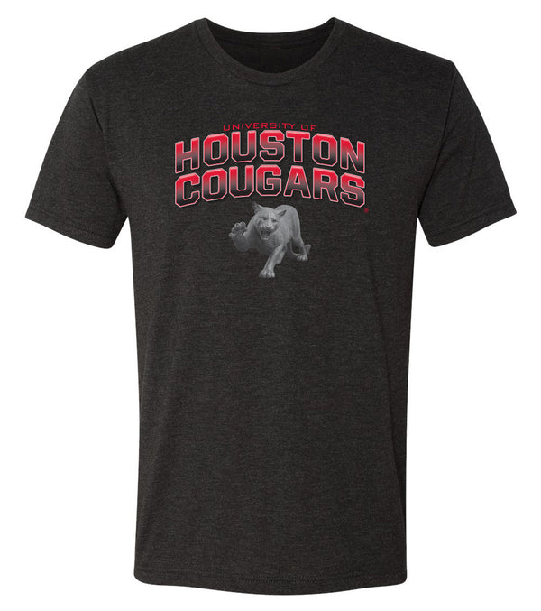 Houston Cougars Premium Tri-Blend Tee Shirt - Full Color Fade with Cougar