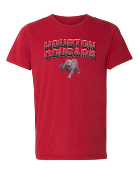 Houston Cougars Premium Tri-Blend Tee Shirt - Full Color Fade with Cougar