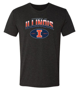 Illinois Fighting Illini Premium Tri-Blend Tee Shirt - Full Color Fade Illinois Arch