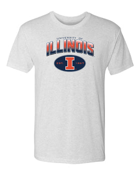 Illinois Fighting Illini Premium Tri-Blend Tee Shirt - Full Color Fade Illinois Arch