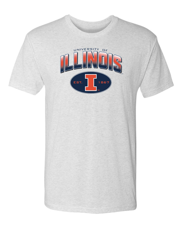 Illinois Fighting Illini Premium Tri-Blend Tee Shirt - Full Color Fade Illinois Arch