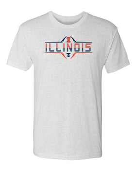 Illinois Fighting Illini Premium Tri-Blend Tee Shirt - Striped Illinois Football Laces