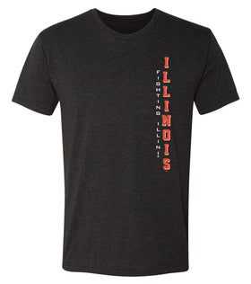 Illinois Fighting Illini Premium Tri-Blend Tee Shirt - Vertical Illinois Fighting Illini