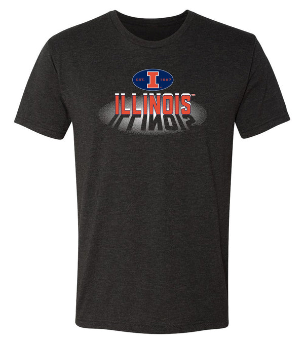 Illinois Fighting Illini Premium Tri-Blend Tee Shirt - Spotlight and Shadow Illinois