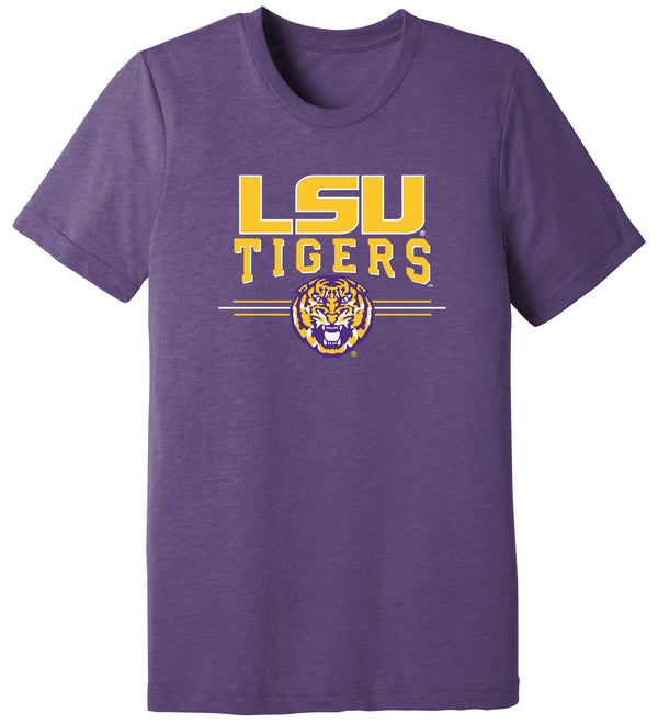 LSU Tigers Premium Tri-Blend Tee Shirt - LSU Tigers 3-Stripe