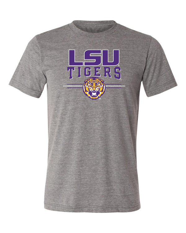 LSU Tigers Premium Tri-Blend Tee Shirt - LSU Tigers 3-Stripe