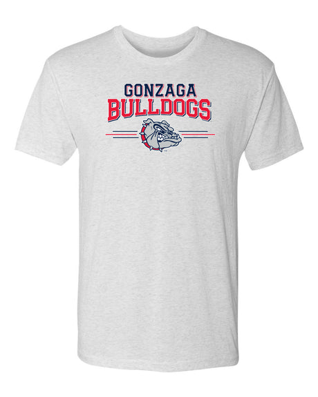 Gonzaga Bulldogs Premium Tri-Blend Tee Shirt - Gonzaga Bulldogs 3 Stripe