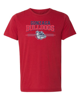 Gonzaga Bulldogs Premium Tri-Blend Tee Shirt - Gonzaga Bulldogs 3 Stripe