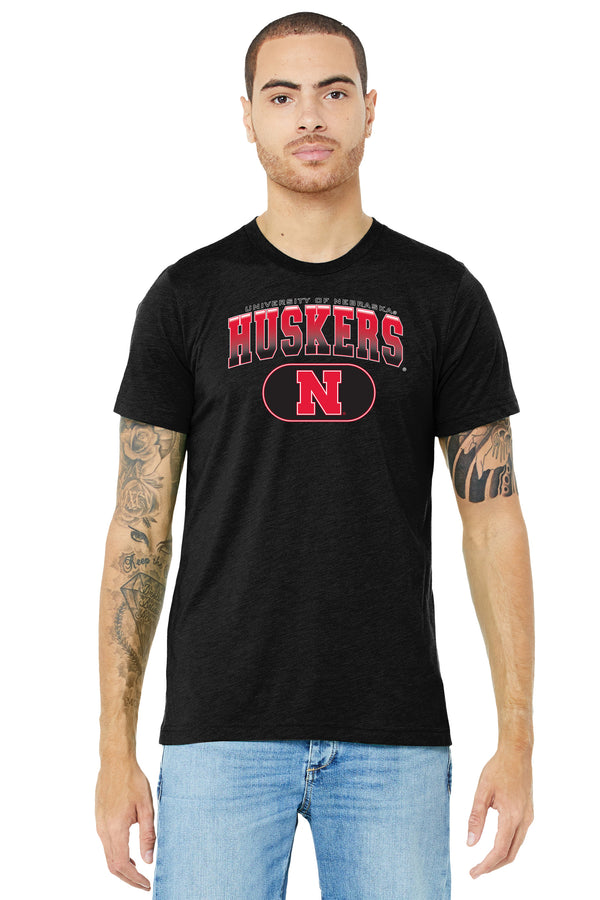 Nebraska Huskers Premium Tri-Blend Tee Shirt - Full Color Huskers Fade with Block N