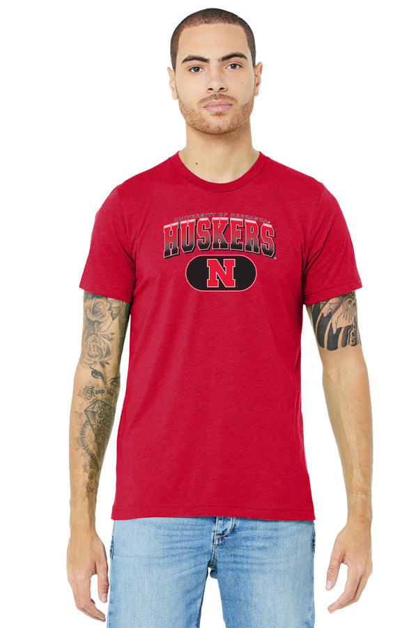 Nebraska Huskers Premium Tri-Blend Tee Shirt - Full Color Huskers Fade with Block N