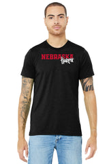 Nebraska Huskers Premium Tri-Blend Tee Shirt - Script Huskers Overlap Nebraska