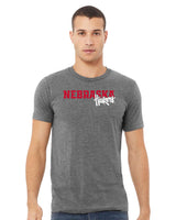 Nebraska Huskers Premium Tri-Blend Tee Shirt - Script Huskers Overlap Nebraska
