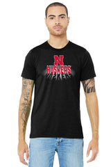 Nebraska Huskers Premium Tri-Blend Tee Shirt - 3D Huskers Spotlight Shadow