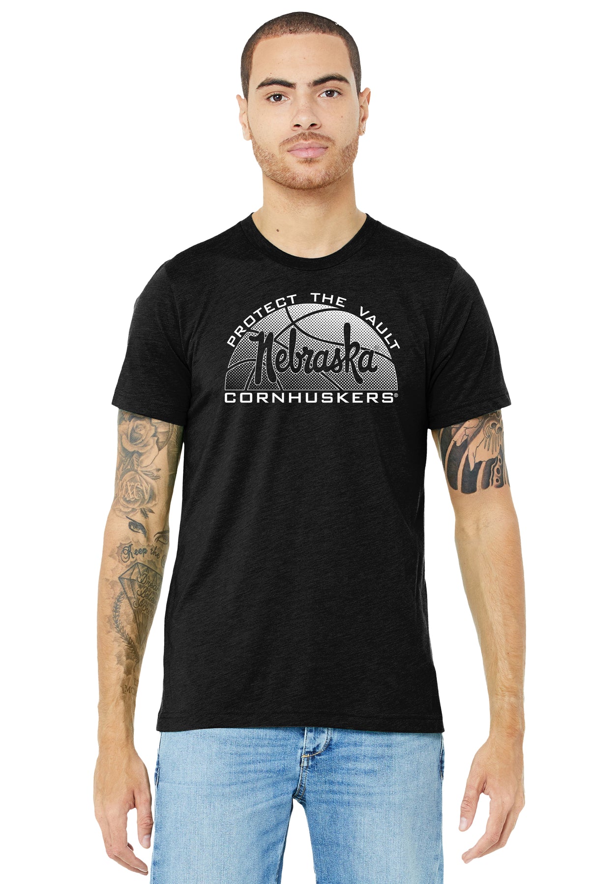 Nebraska Huskers Premium Tri-Blend Tee Shirt - Script Nebraska Basketball