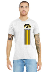 Iowa Hawkeyes Premium Tri-Blend Tee Shirt - Vert Stripe with Tigerhawk