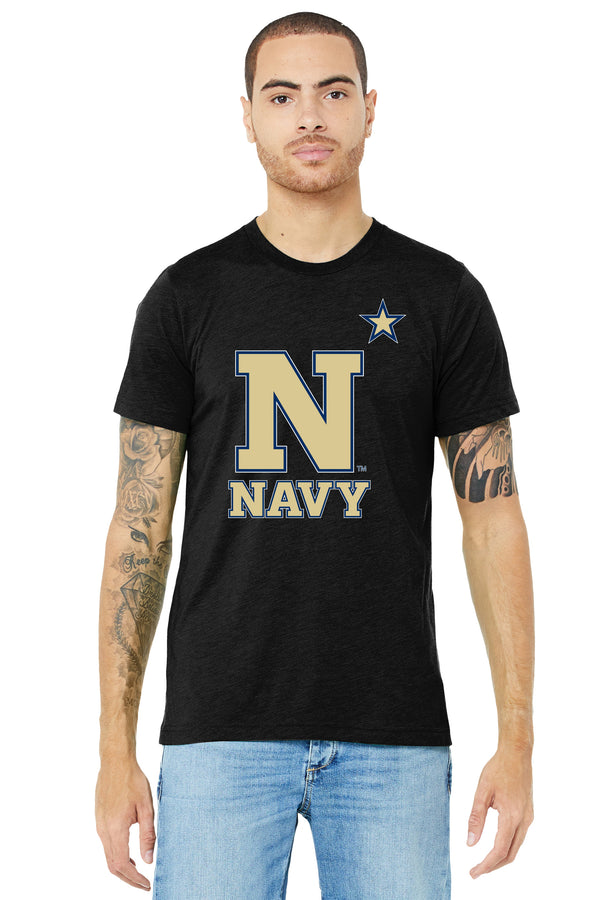 Navy Midshipmen Premium Tri-Blend Tee Shirt - US Naval Academy Star Logo